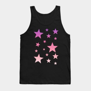 Pink Purple Ombre Faux Glitter Stars Tank Top